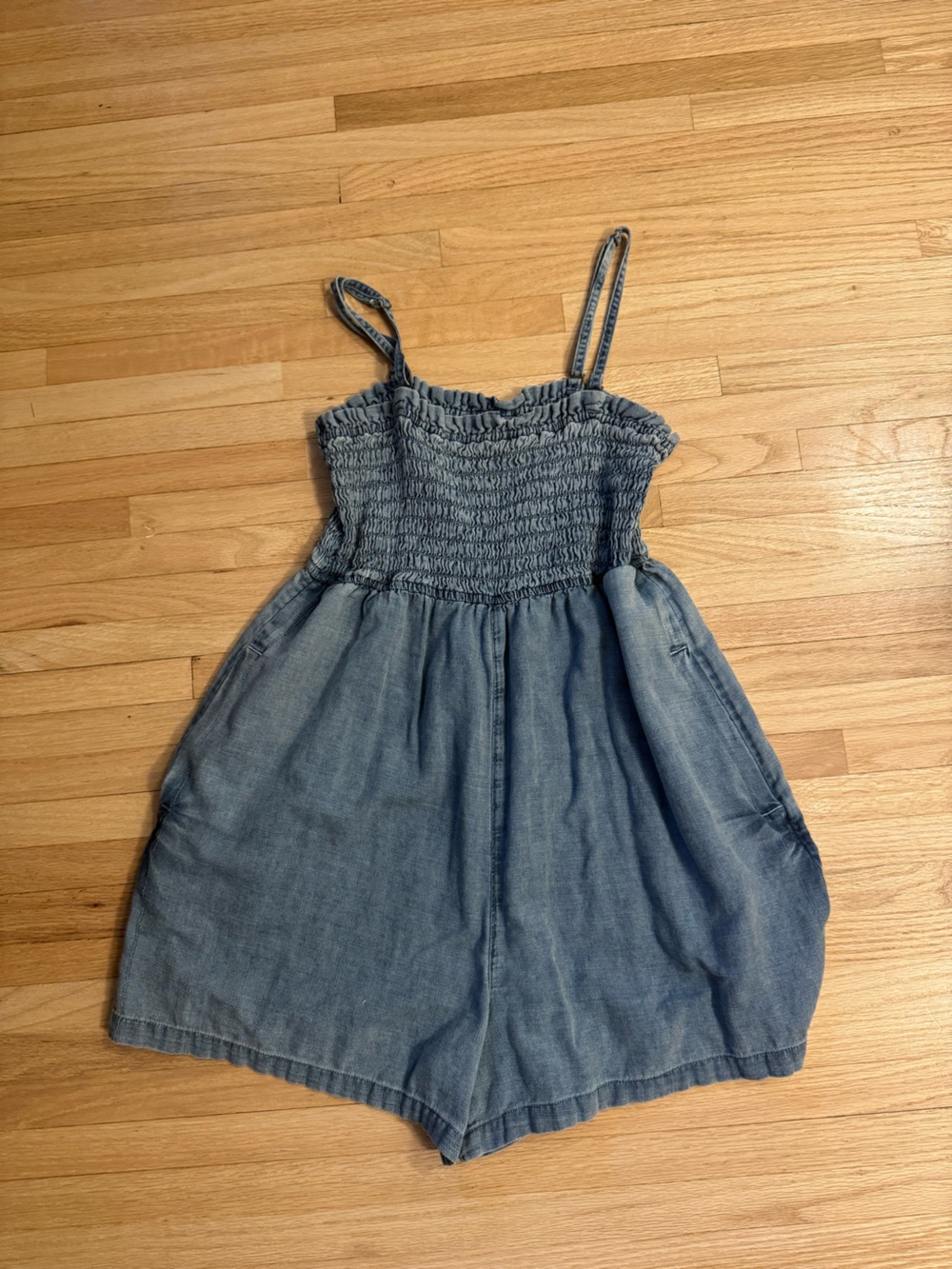 Pilcro Chambray Blue Smocked Romper